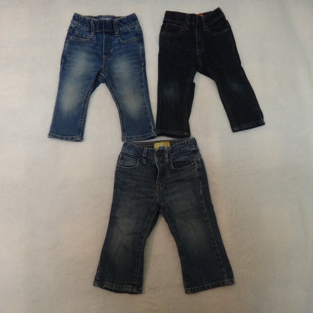 3 PAIRS OF KIDS TODLER JEANS 12-18 MONTHS